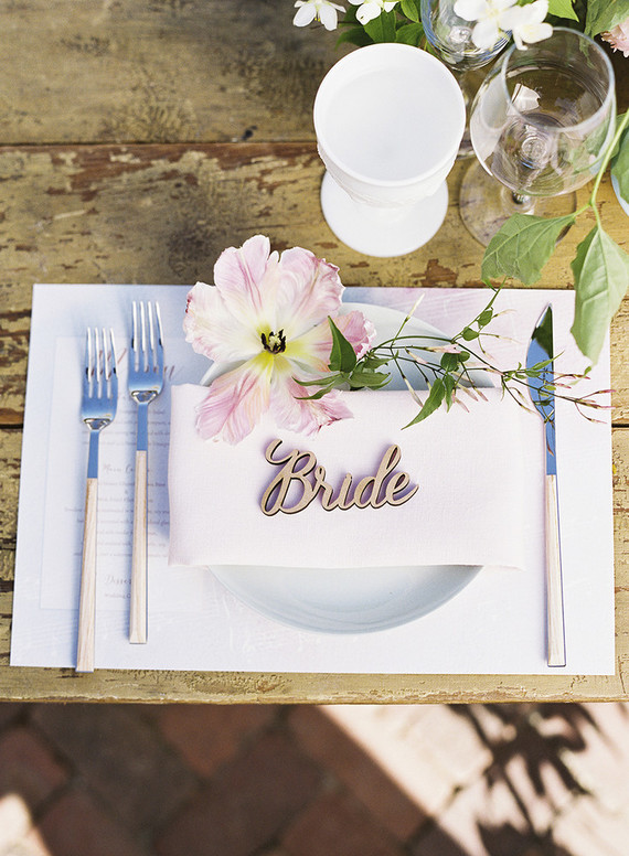 Whimsical pink and blue music-inspired wedding at Allied Arts Guild in Menlo Park