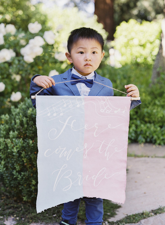 Whimsical pink and blue music-inspired wedding at Allied Arts Guild in Menlo Park