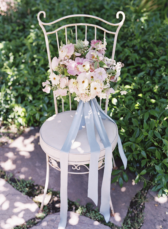 Whimsical pink and blue music-inspired wedding at Allied Arts Guild in Menlo Park