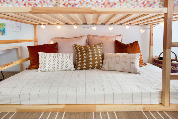 Modern earth tone girl's room from Veneer Designs Inspiration