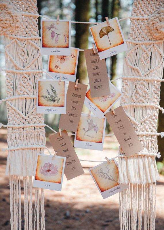 Whimsical woodland floral wedding inspiration with macrame details