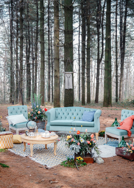 Whimsical woodland floral wedding inspiration with macrame details