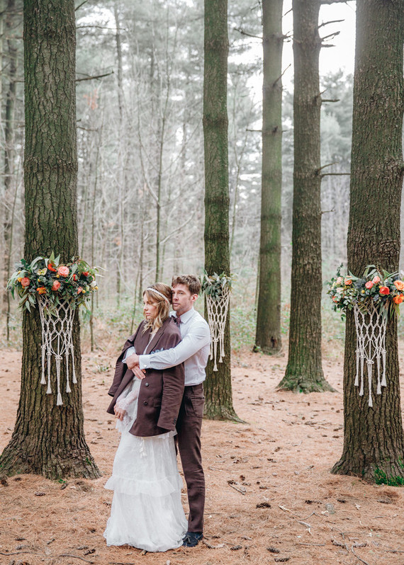 Whimsical woodland floral wedding inspiration with macrame details