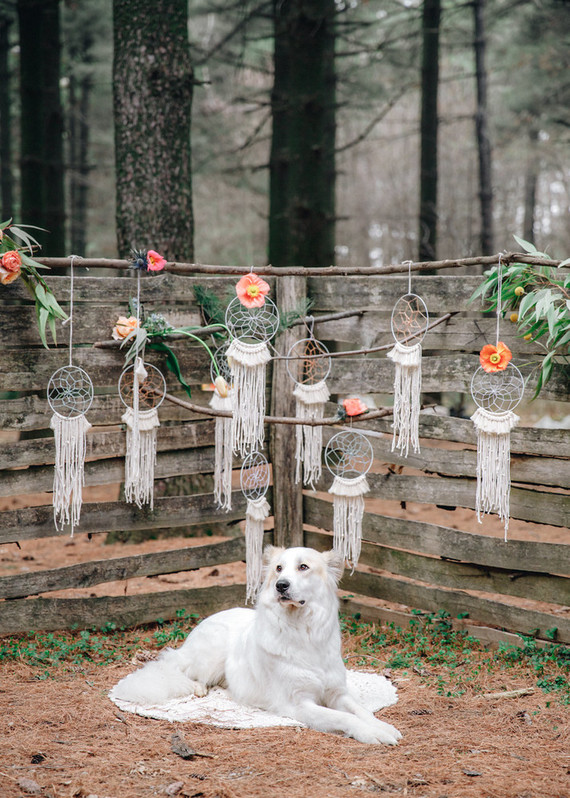 Whimsical woodland floral wedding inspiration with macrame details