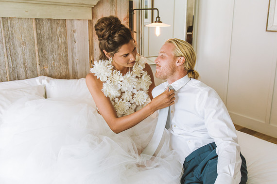 Surf inspired beach wedding in Montauk with the world's cutest dress
