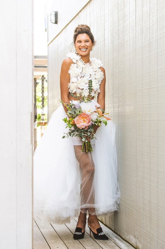 Surf inspired beach wedding in Montauk with the world's cutest dress