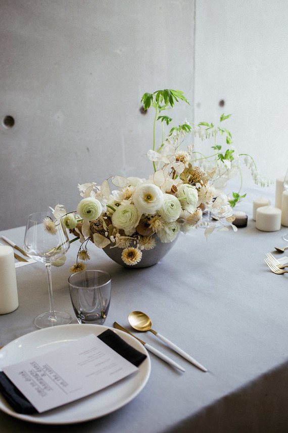 Modern french tropical wedding ideas with dried flowers