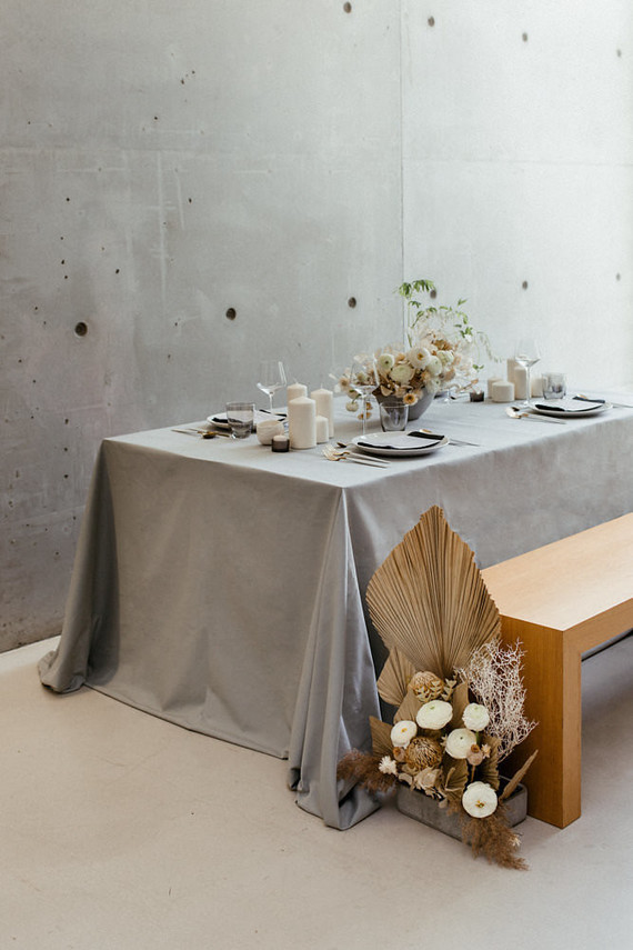 Modern french tropical wedding ideas with dried flowers