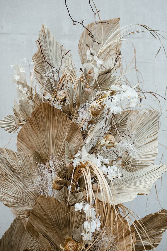 Modern french tropical wedding ideas with dried flowers