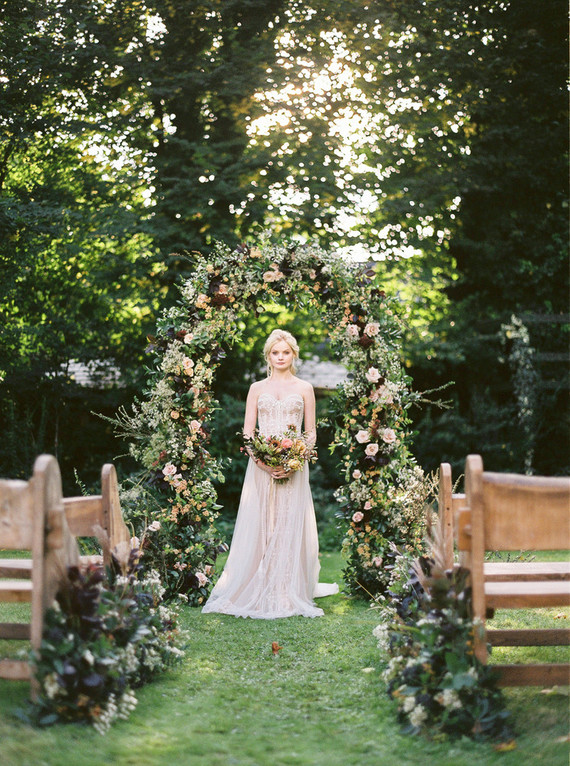 Autumnal Danish Hygge inspired wedding editorial with a gorgeous floral installation