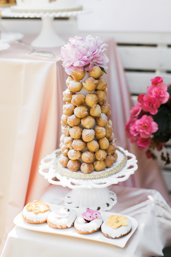 Floral feminine backyard baby shower