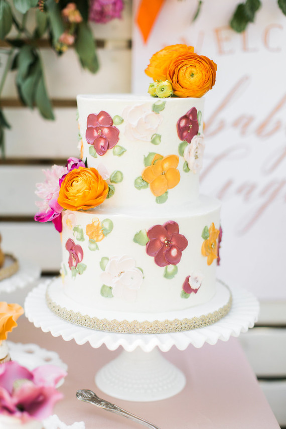 Floral feminine backyard baby shower