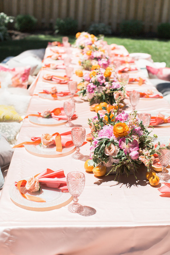 Floral feminine backyard baby shower