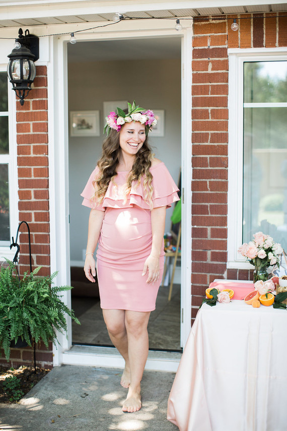 Floral feminine backyard baby shower