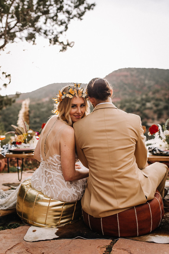 Bohemian butterfly-inspired fall wedding ideas in Sedona Inspiration