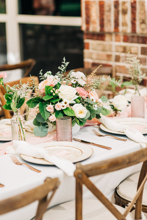 Pink floral backyard baby shower