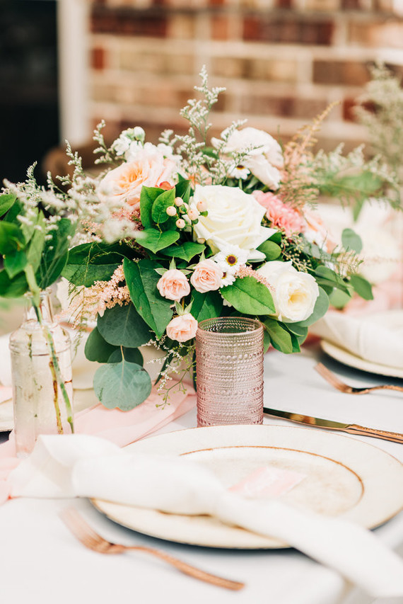 Pink floral backyard baby shower