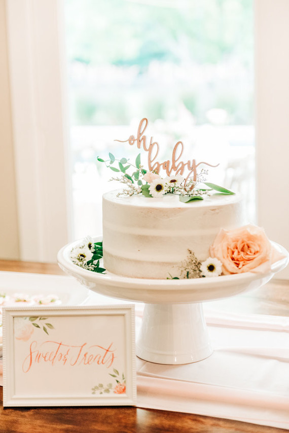 Pink floral backyard baby shower