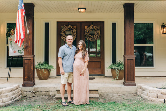 Pink floral backyard baby shower