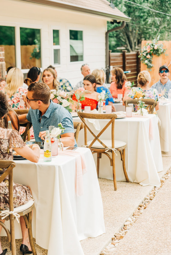 Pink floral backyard baby shower