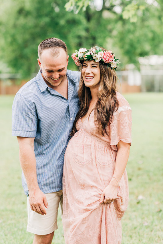 Pink floral backyard baby shower