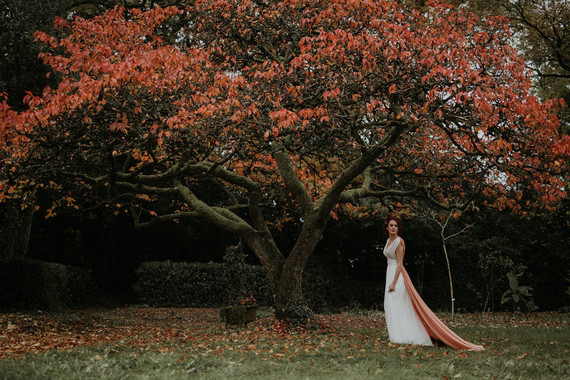 Dramatic candlelight autumn wedding in the French countryside