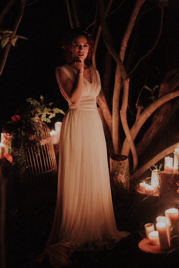 Dramatic candlelight autumn wedding in the French countryside