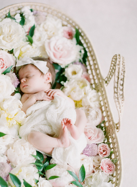 Dreamy floral newborn session on film