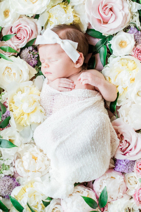 Dreamy floral newborn session on film