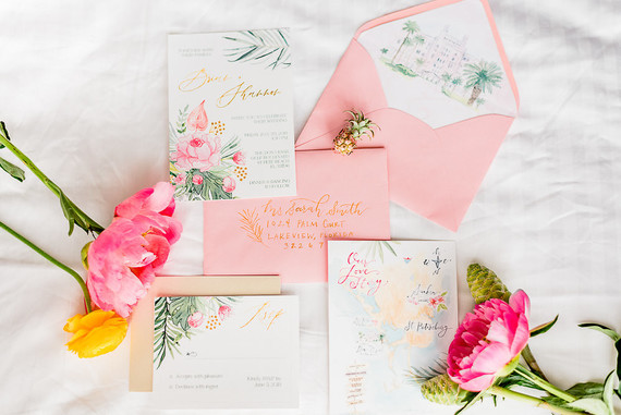 tropical pink invites