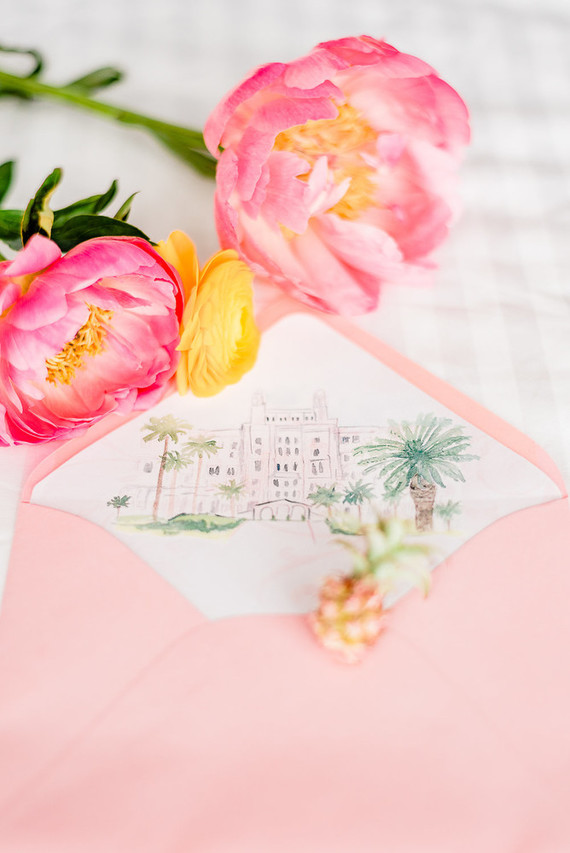 tropical pink invites