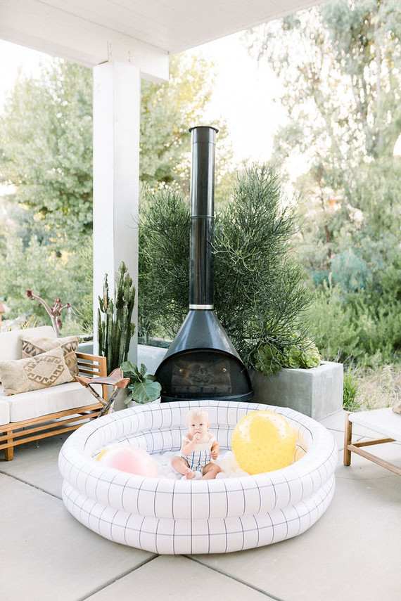 Modern pastel backyard first birthday party Inspiration