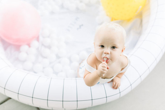 Modern pastel backyard first birthday party Inspiration