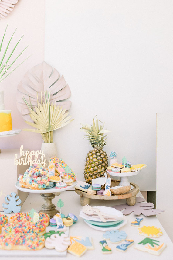 Modern pastel backyard first birthday party