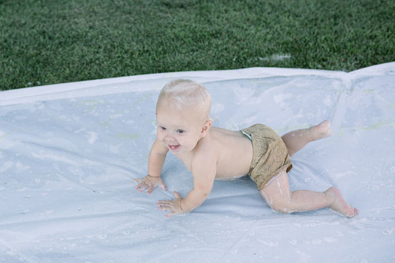 Modern pastel backyard first birthday party