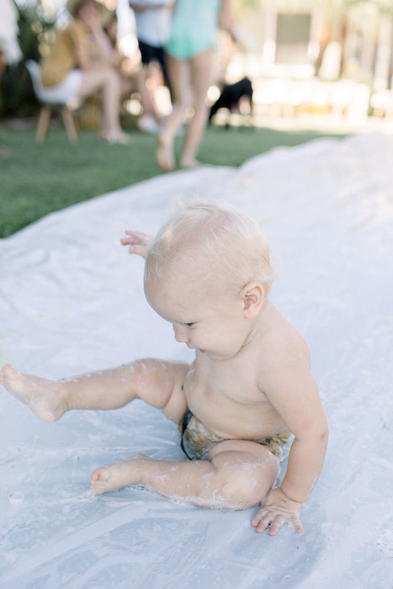 Modern pastel backyard first birthday party