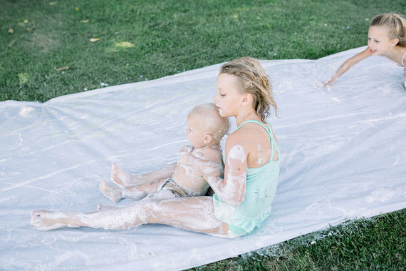 Modern pastel backyard first birthday party