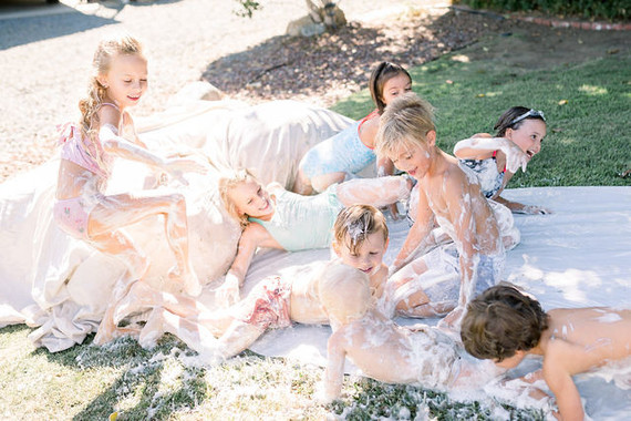 Modern pastel backyard first birthday party