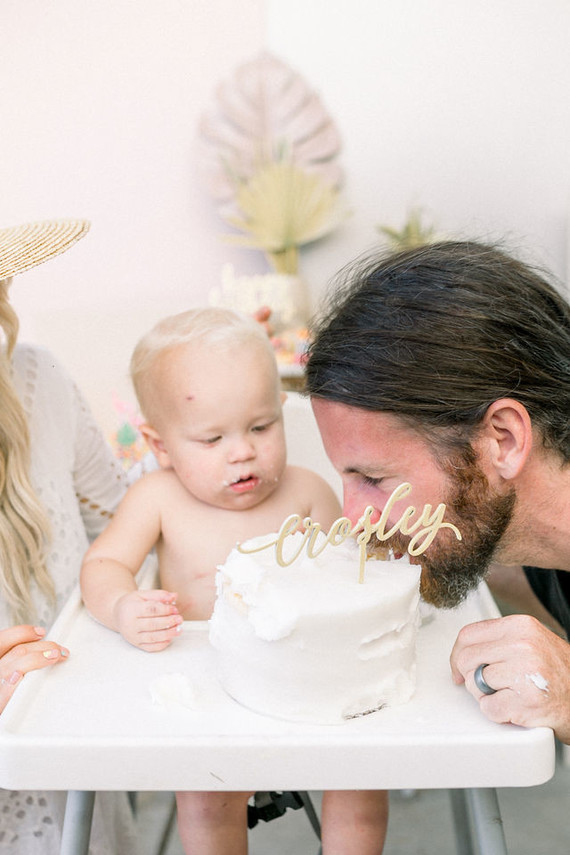 Modern pastel backyard first birthday party Inspiration