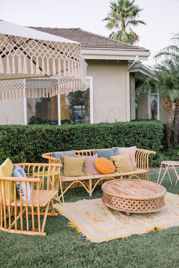 Modern pastel backyard first birthday party Inspiration