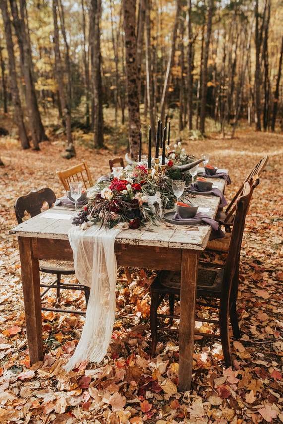 The moodiest gothic forest wedding with gorgeous fall florals Inspiration