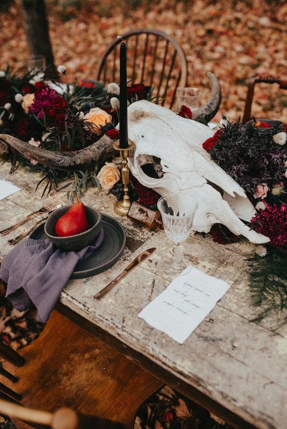 The moodiest gothic forest wedding with gorgeous fall florals