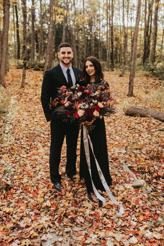 The moodiest gothic forest wedding with gorgeous fall florals