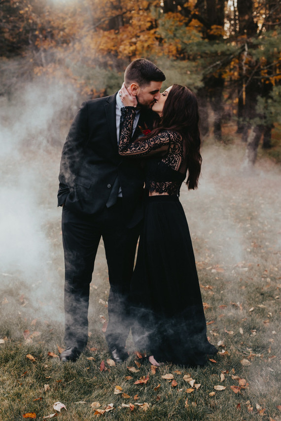 The moodiest gothic forest wedding with gorgeous fall florals