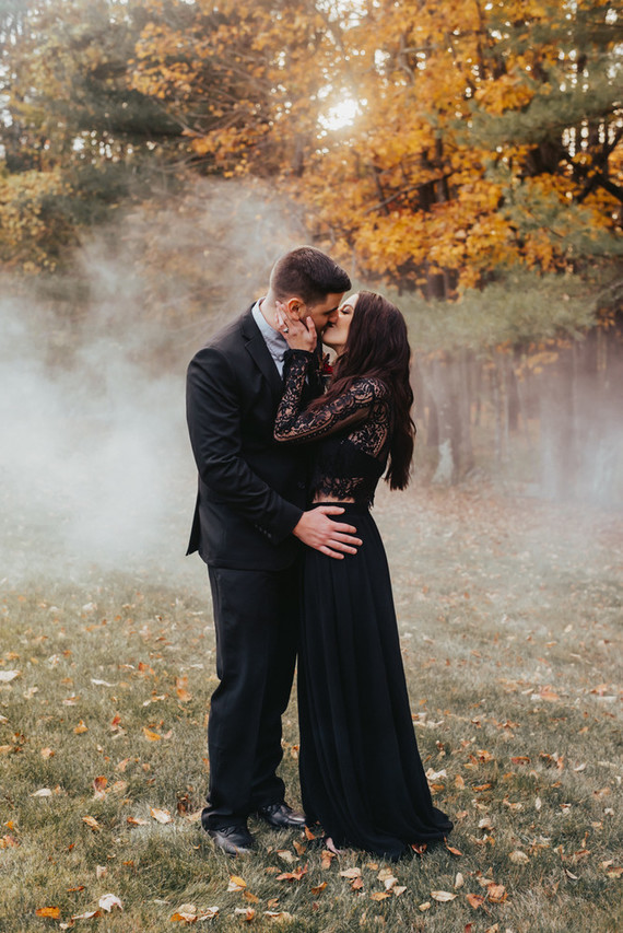 The moodiest gothic forest wedding with gorgeous fall florals