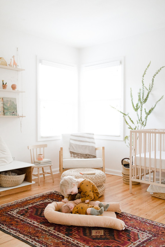 Earthy modern pastels for a baby boy's nursery in Portland from Paige Jones