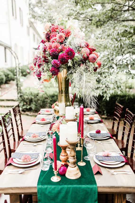 Jewel tone floral explosion at historic Strawberry Mansion in Philadelphia Inspiration