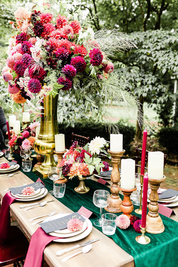 Jewel tone floral explosion at historic Strawberry Mansion in Philadelphia