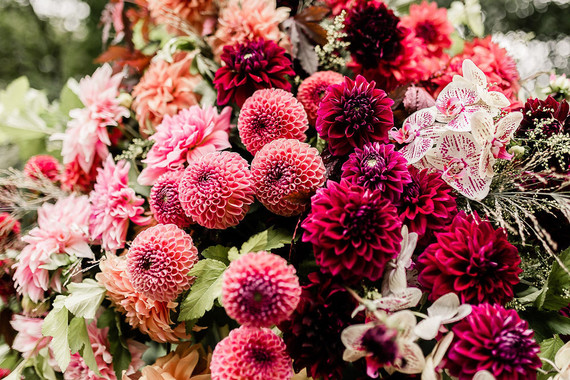 Jewel tone floral explosion at historic Strawberry Mansion in Philadelphia