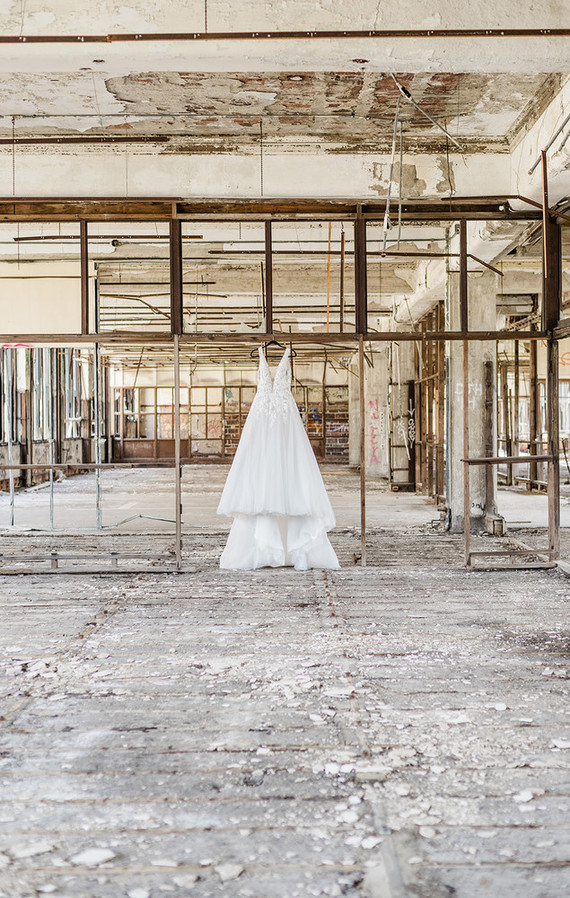 Packard Plant in Detroit wedding editorial